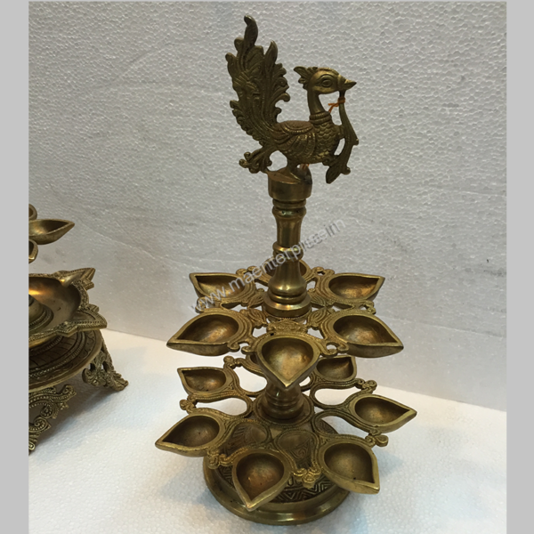 Peacock Diya Hindu religious gift of brass