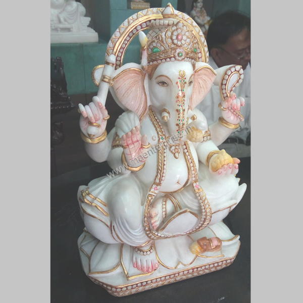 Hindu God Ganesha marble murti idol_2